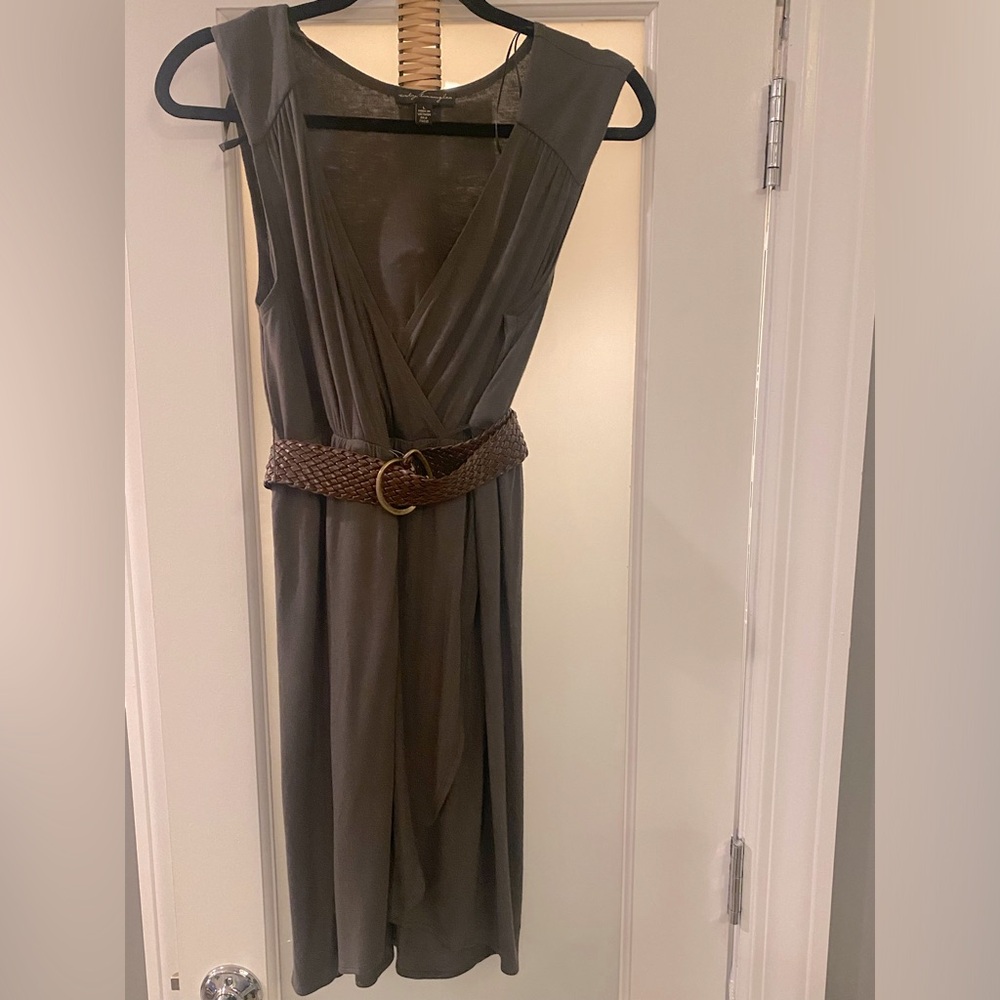 City Triangles Belted Sleeveless Dress charcoal large